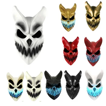 Halovīni Puse Maska Grim Reaper Sons of Darkness Death Core Maska PVC Muti Kustamo Biedējošu Halovīni Mirdzumu Mask8