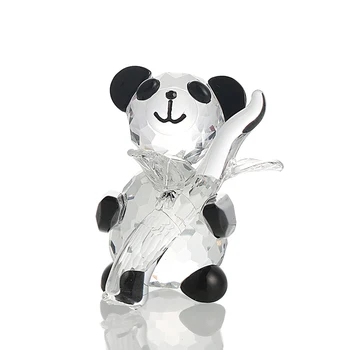 H&D Gudrs Kristāla Stikla Panda Statuetes ar Bambusa Stikla Mākslas Mini Dzīvnieku Mākslīgo Kuģiem, Dāvanu, Mājas, Biroja Aksesuāri Dekori