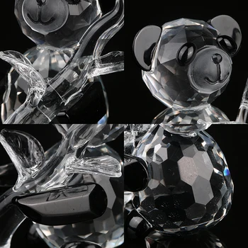 H&D Gudrs Kristāla Stikla Panda Statuetes ar Bambusa Stikla Mākslas Mini Dzīvnieku Mākslīgo Kuģiem, Dāvanu, Mājas, Biroja Aksesuāri Dekori