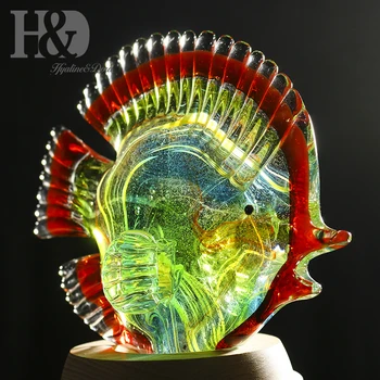H&D Krāsains Tropu Zivis Statuetes Stikla Izpūstas Jūras Dzīvnieku Skulptūru Mājas Apdare Rotājumu Handcraft Kolekcionējamus Mākslas Dāvanas