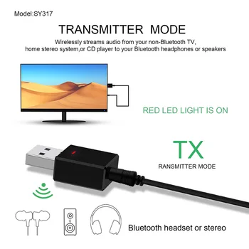 Hannord Bluetooth Raidītāju Uztvērējs 5.0 Mini 3.5 mm Stereo AUX Bezvadu Audio Adapteris TV un Automašīnas Komplekta Bezvadu Adapteri