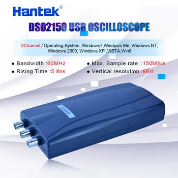 Hantek SSO-2150 2 Kanāli Digitālā osciloskopa 60MHz Joslas platums 2CH PC USB Osciloskopa 150MSa/s funkcijas 23