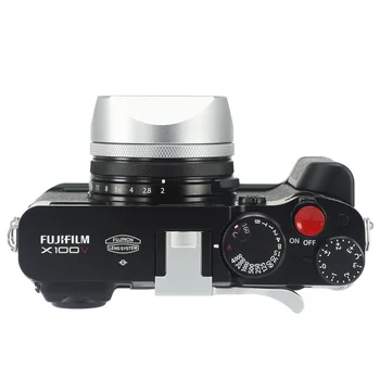 Haoge LH-X54W Kvadrātveida Metāla Objektīva Pārsegs ar 49mm Adaptera Gredzens Fujifilm Fuji X100V Fotokamera Sudraba