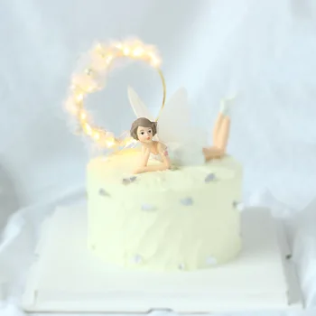 Happy Birthday Cake Topper Puses Piegādes Radošo Dzelzs Vainags Mežģīnes Spalvu Kūka Apdare Romantisku Kāzu Kūka Apdare