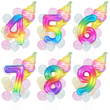 Happy Birthday Rotājumi Rozā Virtuļi Konfektes, Saldējums, Popkorns, Folija Baloni Numuru Balonu Baby Duša, Dzimšanas Dienas Svinības Bērniem, Rotaļlietas