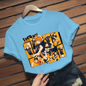 Harajuku Haikyuu Unisex T-Krekls Jaunu Publisku T Krekls Anime Vasaras Vīriešu Kokvilnas O-veida kakla T Hip Hop t-veida Topi