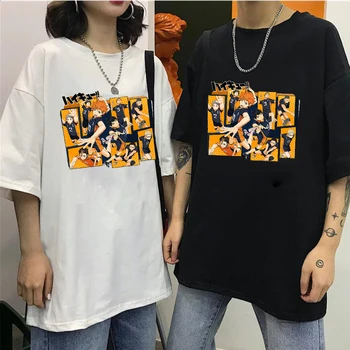 Harajuku Haikyuu Unisex T-Krekls Jaunu Publisku T Krekls Anime Vasaras Vīriešu Kokvilnas O-veida kakla T Hip Hop t-veida Topi