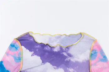 Harajuku vintage ins karstā jauns ierašanās krāsains acu sieviešu konfektes krāsu kawaii gudrs garām piedurknēm kultūraugu top kultūru tshirts tee YQ-929