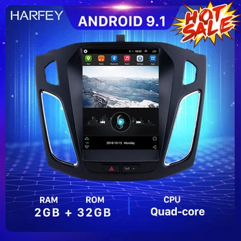 Harfey 9.7 collu Autoradio GPS Android 9.1 Auto Stereo Ford Focus 2012 2013 Galvas Vienības Atbalsta OBD2 Atpakaļskata Kamera
