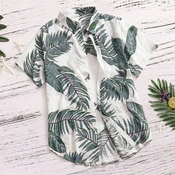 Havaju salu Pludmales Krekli Vīriešiem Palmu Koku Drukāt Īsām Piedurknēm Vasaras Ikdienas Krekls Vīriešiem Chemise Homme Hip Hop Krekli Plus Lieluma 5XL