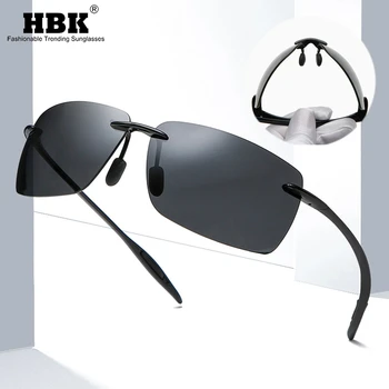 HBK Laukumā Neatsavināmas Polarizētās Saulesbrilles Vīriešiem bez apmales TR90 Viegls 2021 Braukšanas Saules Brilles Vīriešu Zīmolu Dizaina Nianses UV400