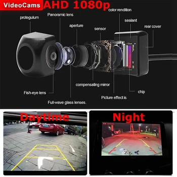 HD 1080P Nakts Redzamības Auto Monitors, Atpakaļskata Kamera, Auto Atpakaļskata Kamera Automašīnas Aizmugurē Atpakaļgaitas Kamera fish Eye (Zivs acs AHD Autostāvvieta Palīdzība