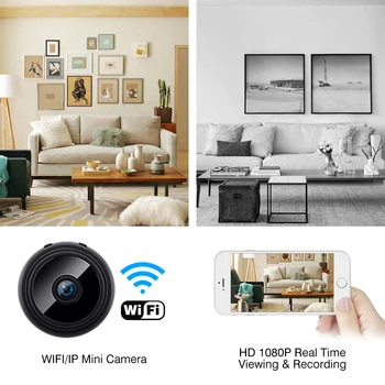HD 1080P WiFI Mini Kameras Iela Smart Home Security Dvr Nakts Redzamības Kustības Atklāt P2P Video Videokamera, Tālvadības pults Kamerai