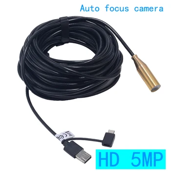 HD 5MP Mini Endoskopu, CCTV Kameras OD 14.5 mm 2LED IP67 Waterproof Auto Fokusa Kameru Pārbaudes Borescope Kamera Android
