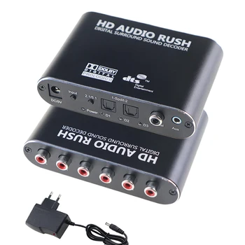 HD Audio Rush Digital Dekodētājs Telpiskās Skaņas Pārveidotājs Optisko SPDIF Koaksiālais 3.5 AUX Dolby AC3, DTS ar 5.1 CH Analog 6 RCA Izeja