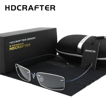 HDCRAFTER Mens Viegls Titāna bez apmales Brilles Rāmji Recepte, Optiskās Brilles Rāmis sievietēm Bezrāmju Rāmji