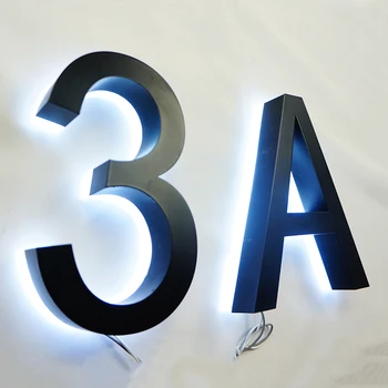 HDJSIGN Metāla 3D Led Mūsdienu Mājas Numurs Melnā Krāsa Balta Gaisma Nerūsējošā Āra Ūdensizturīgs Mājās, Viesnīcā, Durvju Plāksnes Lettre Zīme