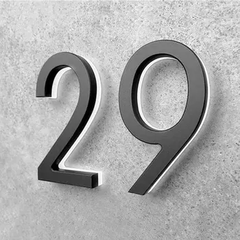 HDJSIGN Metāla 3D Led Mūsdienu Mājas Numurs Melnā Krāsa Balta Gaisma Nerūsējošā Āra Ūdensizturīgs Mājās, Viesnīcā, Durvju Plāksnes Lettre Zīme