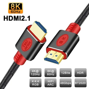 HDMI 2.1 Kabeļu 8K@60Hz 4K@120Hz/60Hz LOKA HDR 48Gbps Mi Kastē Sadalītāja Maiņa PS5/4 TV xbox Projektoru, Datoru 1m 2m 3m