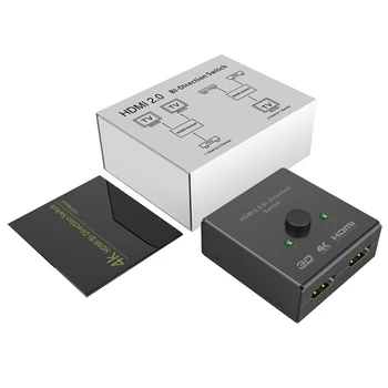 HDMI Komutatoru 2 Porti Bi-virziena Manuāli Slēdzis 2 x 1/1 x 2 HDMI Centrmezgls-HDCP Tranzīts-Atbalsta Ultra HD (4K, 3D 1080P