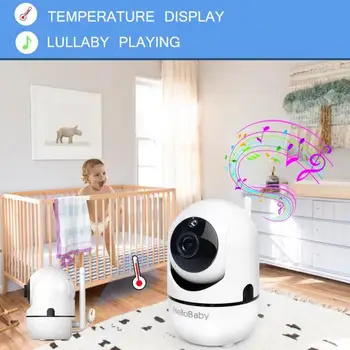 HelloBaby Video Baby Monitor ar 3.2 Collu Ekrāns,Divas Talk-Back Sistēmu,Pan-Tilt-Zoom, Nakts Redzamības,Astoņas Šūpuļdziesmas,VOX Režīms