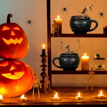 Hemoton Katls Krūze Unikālo Halloween Kafijas Krūze Raganas Dāvana Keramikas Tējas Tase Halloween Banketa Festivāls (Melns)
