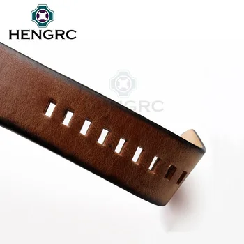 HENGRC Retro Watchband Aproce Vīriešiem Brūna 24mm Retro Īstas Ādas Skatīties Joslas Siksna, Tērauda, Nerūsējošā Metāla Sprādzi Piederumi