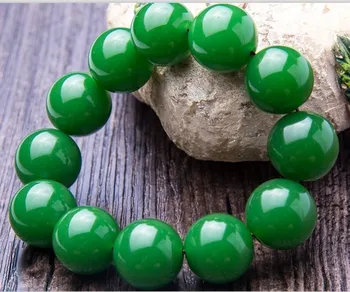 Hetian Jade Aproce Mens spināti zaļās pērles 18mm valdonīgs Hetian jade aproce roku uz īpašā piedāvājuma bezmaksas piegāde