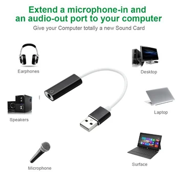 HIFI 7.1 CH USB ārējo Audio Skaņas Karte USB, 3,5 mm Jack Audio Adapteri, Austiņas, Mikrofons PS3 Macbook Datoru, DATORA