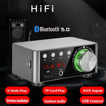 HIFI Bluetooth 5.0 Digitālo Jauda Audio Pastiprinātāju Valdes 50WX2 Stereo AMP Amplificador Mājas Kinozāles USB TF Card Player