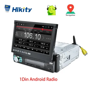 Hikity 1 din Android Automašīnas Radio, GPS Navigācija, Nolaižams Ekrāns, WIFI, Bluetooth, Stereo FM Radio, Spogulis Link Atbalstu Kameras