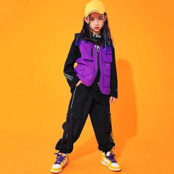 Hip Hop Apģērbu Atdzist Topi, Vestes Bikses Hip Hop Meitenes Sniegumu Valkāt Garas Piedurknes Bērniem Zēni Džeza Balles Deju Tērpi BL5293