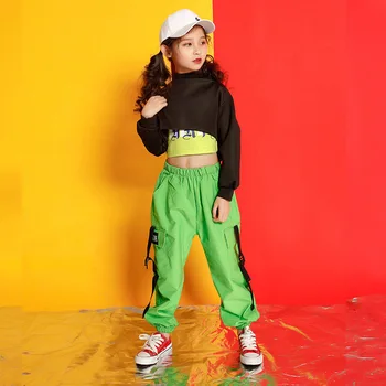 Hip Hop Deju Tērpi Meitenēm un Zēnu Mēteļi Top Bikses Bērniem Balles Džeza Deju Tērpi Posmā Valkā Bērnu Puses Parādīt Drēbes