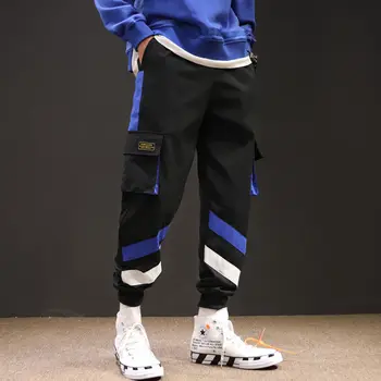 Hip Hop Streetwear Vīriešu Salaist Joggers Bikses Modes Vīriešiem, Ikdienas Kravu Elsas Bikses High Street Elastīgs Viduklis Harēma Elsas Vīriešiem