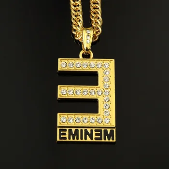 Hip Hop Vēstuli, Eminem Kaklarota Mens Bling Bling Garo Ķēžu Vīriešiem Sakausējuma Piekariņi Liela Kaklarota Rock Mūzikas Musica Chunky