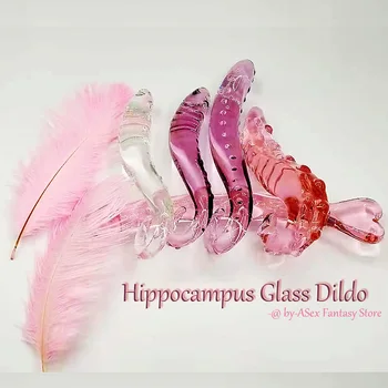 Hippocampus Formu G Forma Pyrex Stikla Kristāla Dildo ar Vietas Krelles Viltus Dzimumlocekļa Anālais Butt Plug Geju Masturbācija Lodziņā Piegāde