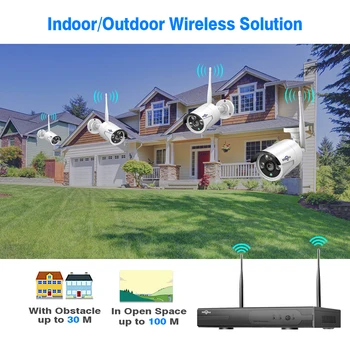 Hiseeu 8CH CCTV Camera System Bezvadu 6pcs 1080P wifi IP Kamera Outdoor Home Security Video Novērošanas Sistēmas VRR komplekts