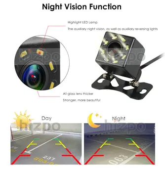 Hizpo Augstas izšķirtspējas Automašīnu Atpakaļskata Kamera 8 LED Nakts Redzamības Atpakaļgaitas Auto Novietošanas Monitors CCD Ūdensizturīgs 170 Grādu HD Video