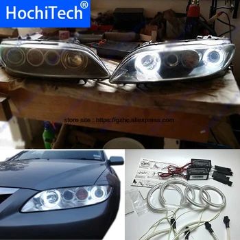 HochiTech Par Mazda 6 Mazdaspeed6 Ultra Spilgta Dienas Gaismas DRL CCFL Angel Eyes Demon Eyes Komplektu Silti Balta Halo Gredzenu Auto-stils