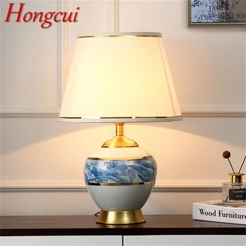 Hongcui Keramikas Galda Lampas Vara Galda, Gaismas Modernu Auduma Dekoratīvās Mājas Dzīvojamā Istaba Ēdamistaba Guļamistaba