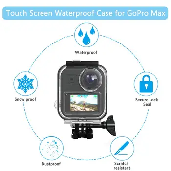 Hopcorner GoPro Max Touch-Screen Ūdensizturīgs Korpuss Gadījumā 20M Zemūdens Niršanu, Snorkeling Piederumu Turētājs jūras Advanture