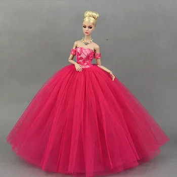 Hot Pink Maz Kleita, Kāzu Kleita Barbie Lelle Princese Vakara Puse Nēsā Garas Kleitas Apģērbu Barbie Lelle, 1:6