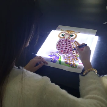 Huacan 5D DIY Dimanta Krāsošana A4 A5 LED Kopēt Valdes Rīku Dimanta Izšuvumi Mozaīkas Gaismas Pad Tablet Aksesuāri