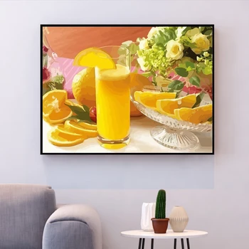 HUACAN Eļļas Glezna Ar Numuru Citrona Augļu HandPainted Komplekti Zīmējuma Kanvas DIY Attēli Pārtikas Mājās Apdare Mākslas Dāvana