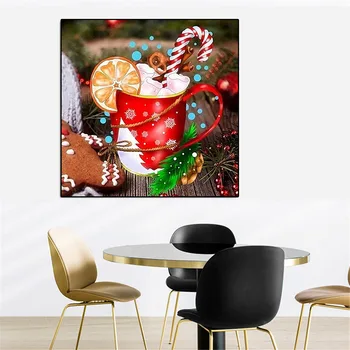 HUACAN Ziemassvētku 5d Dimanta Glezna, Karikatūra Kafijas Tasi Pilnu Kvadrātveida Dimanta Mozaīkas Dimanta Izšuvumi Priekšstatu Par Rhinestone