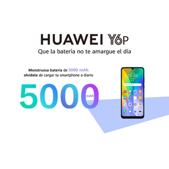 Huawei Y6P 3GB + 64GB 2020. gadam spēcīgs 5.000 mAh akumulators, fotokamera 13 MP ievietojis 2 gadu garantija oficiālais sūtīts no Spānijas