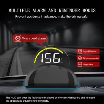 HUD Spoguļi Auto Head Up Displejs, Automobiļa Vējstikla Spidometrs OBD2 Apsardzes Signalizācijas Ūdens Temp ātruma pārsniegšanu Auto Detektors Eļļas Patēriņu