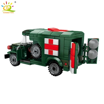 HUIQIBAO 262Pcs Militārās Glābšanas Auto Pilsētas Glābšanas Rotaļlietas, Celtniecības Bloki, neatliekamās medicīniskās palīdzības Skaitļi Izglītības Ķieģeļi Rotaļlietas Bērniem