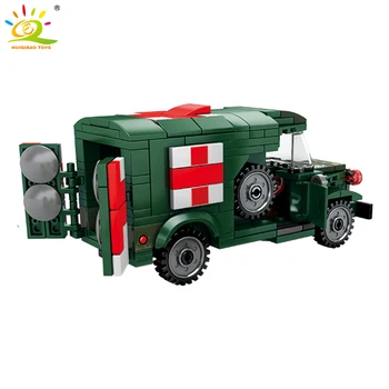 HUIQIBAO 262Pcs Militārās Glābšanas Auto Pilsētas Glābšanas Rotaļlietas, Celtniecības Bloki, neatliekamās medicīniskās palīdzības Skaitļi Izglītības Ķieģeļi Rotaļlietas Bērniem