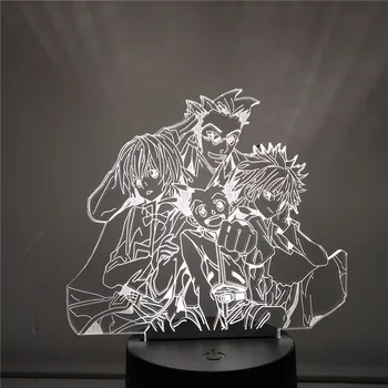 Hunter X Hunter 3D LED Nakts Gaisma Gon Freecss Killua Anime Guļamistabas Gultas Lampa Vizuālo Dekoru ēsmas zivtiņu vadi Mājas Dekorēšana Home Lampe